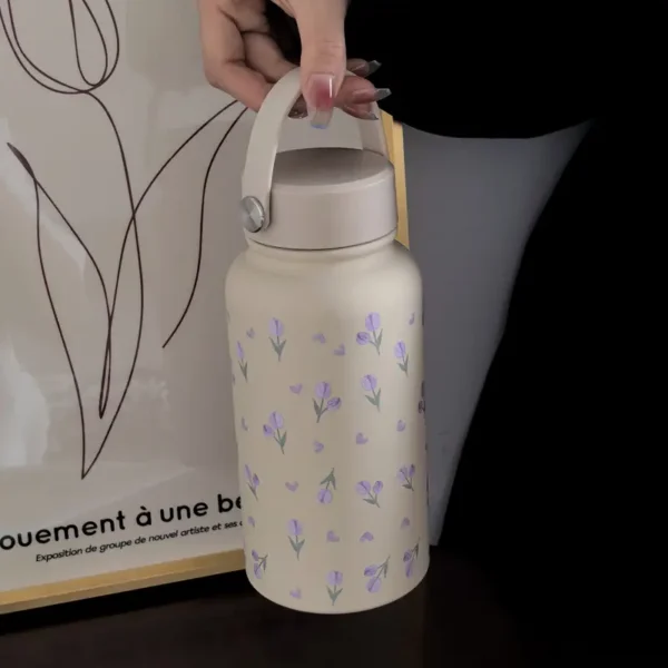 Purple Tulip Insulated Stainless Steel Water Bottle