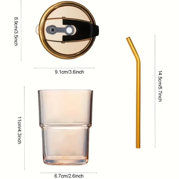 Insulated Glass Tumbler with Straw & Lid