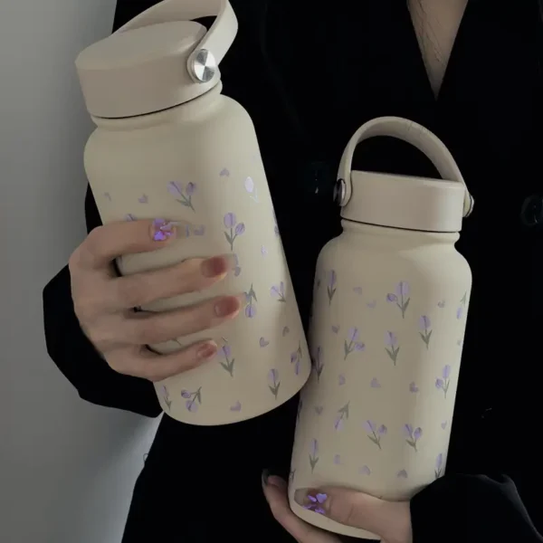 Purple Tulip Insulated Stainless Steel Water Bottle