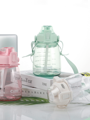Portable Plastic Transparent Water Bottles With Straw