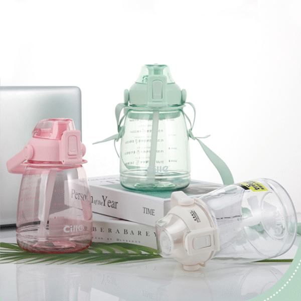Portable Plastic Transparent Water Bottles With Straw