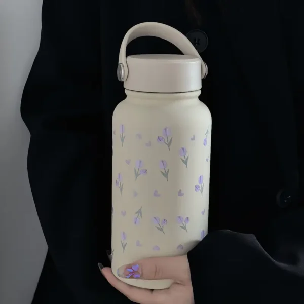 Purple Tulip Insulated Stainless Steel Water Bottle